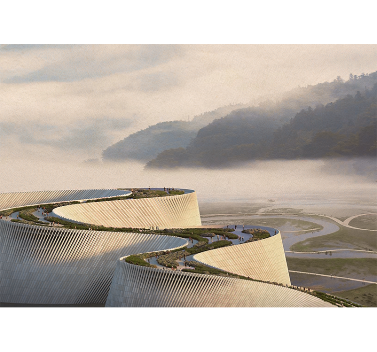 Fototapeta krajobraz w formie zakrzywionej architektury - TenStickers