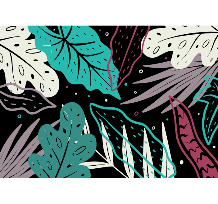 Tapetya natura z dekoracyjnymi motywami liści - TenStickers