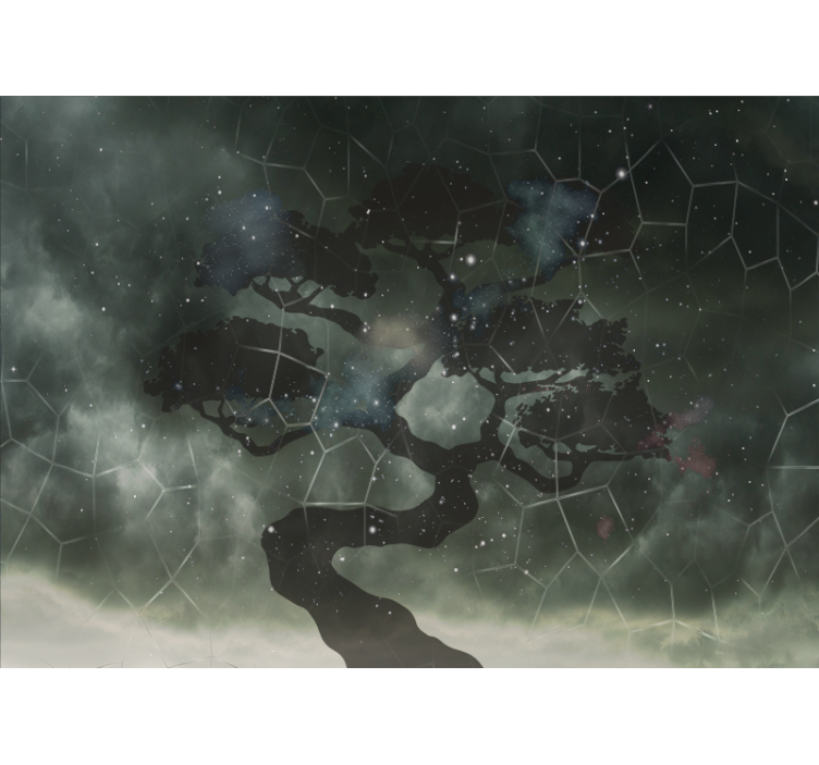 Fototapeta kosmos silhouette drzewa niebieskiego - TenStickers