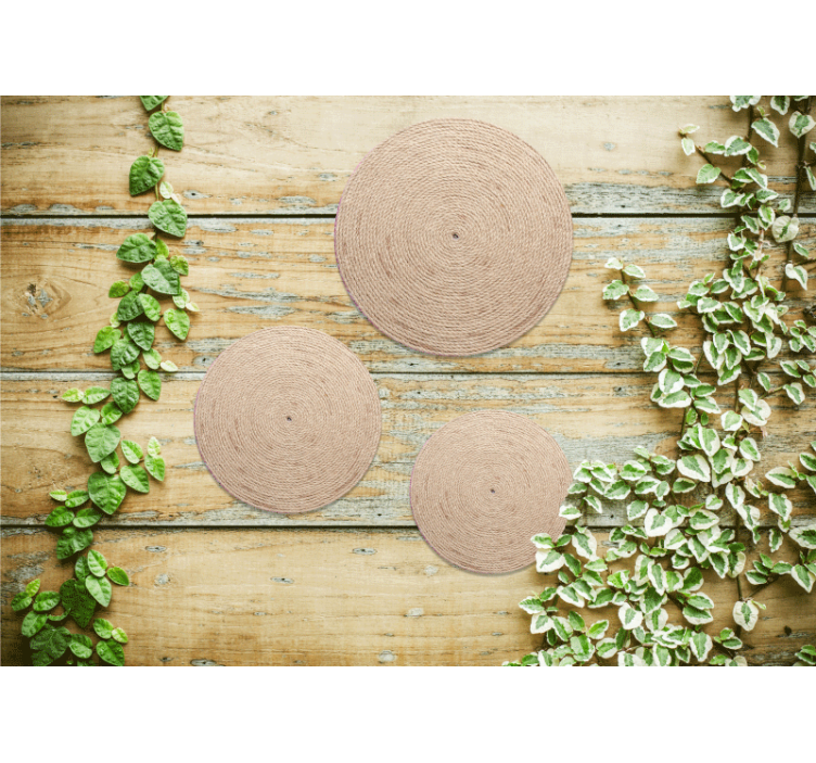 Fototapeta tekstury i wzory okręgi z naturalnego sznura - TenStickers