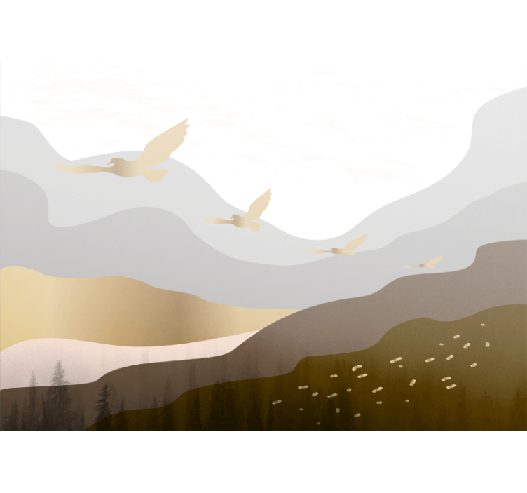 Tapetya natura sylwetki latających ptaków - TenStickers