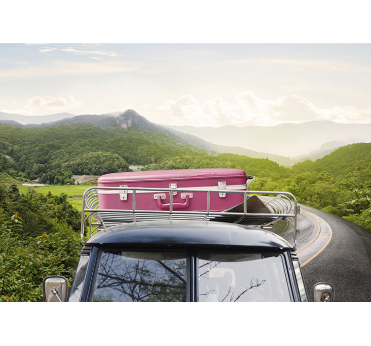 Fototapeta z pojazdami przygoda z zabytkową walizką - TenStickers