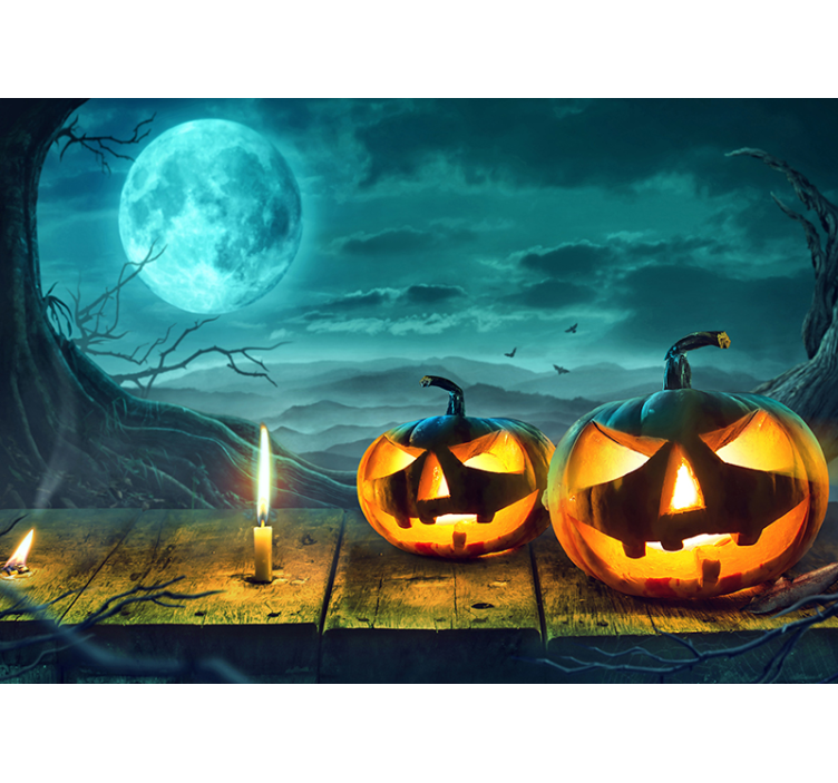 Fototapeta halloween promienne twarze dyni - TenStickers