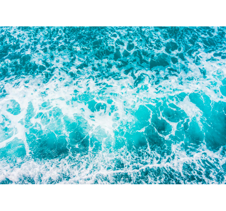 Fale w odcieniach błękitu pod morską fototapetą - TenStickers