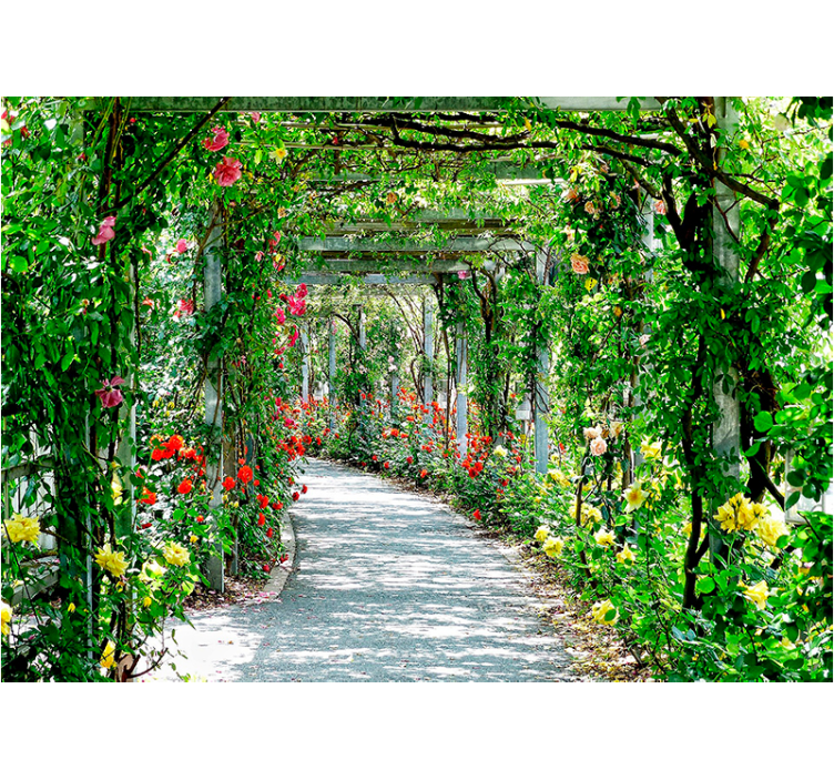 Tapeta 3D kwiaty w tunelu - TenStickers