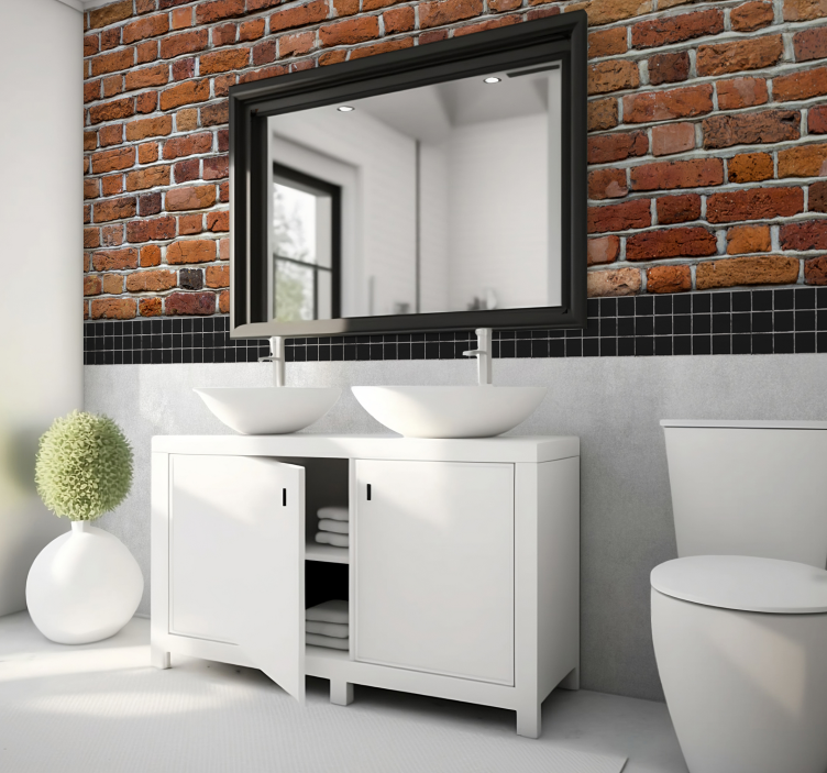 Fototapeta 3D pomarańczowe cegły z płytkami - TenStickers