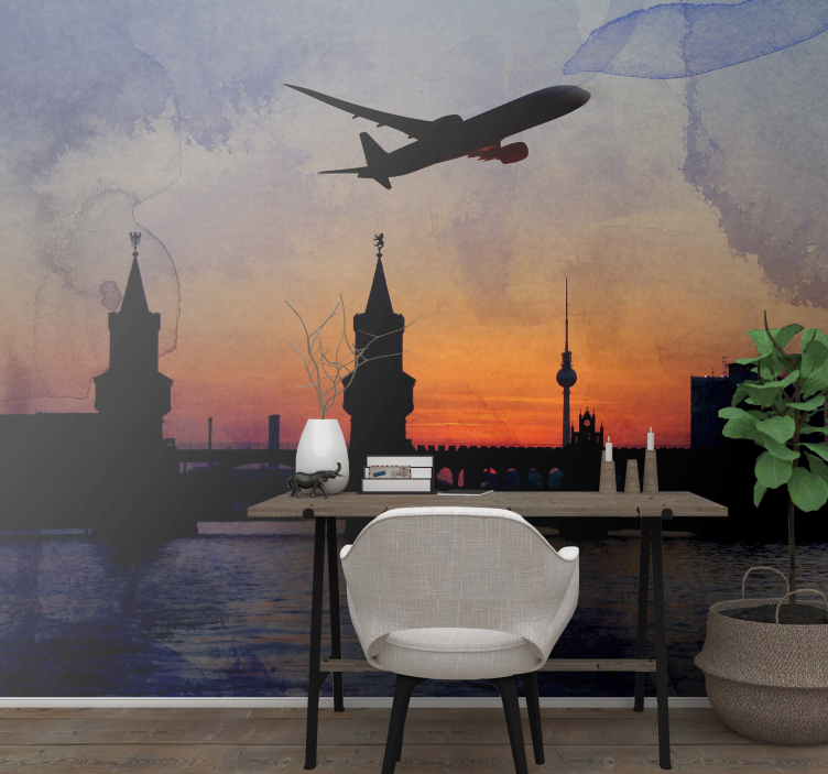 Fototapeta Berlin zachód słońca nad panoramą berlina - TenStickers