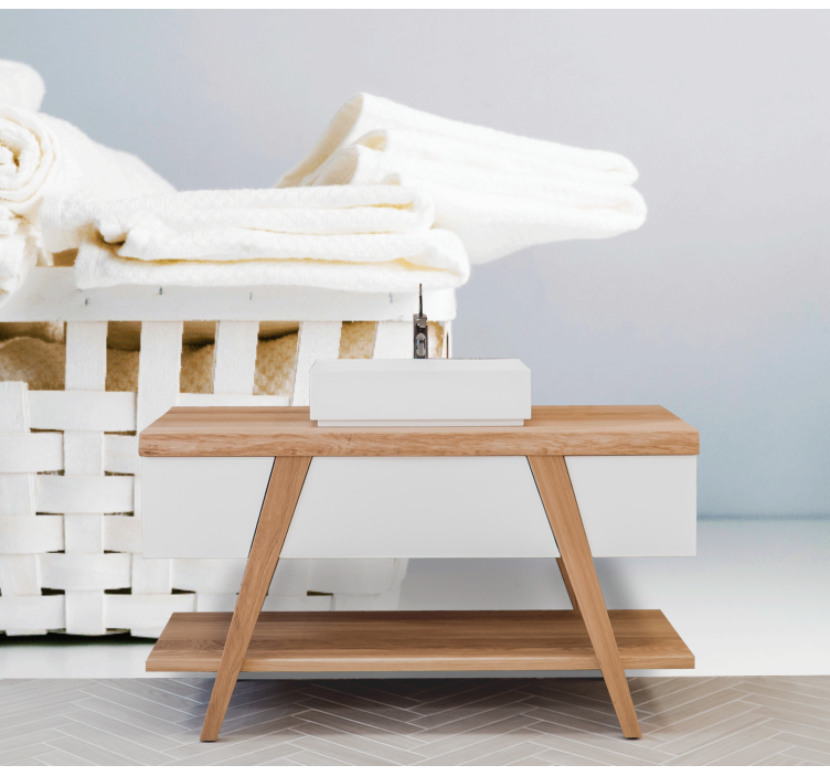 Fototapeta do łazienki elegancki kosz na ręczniki - TenStickers