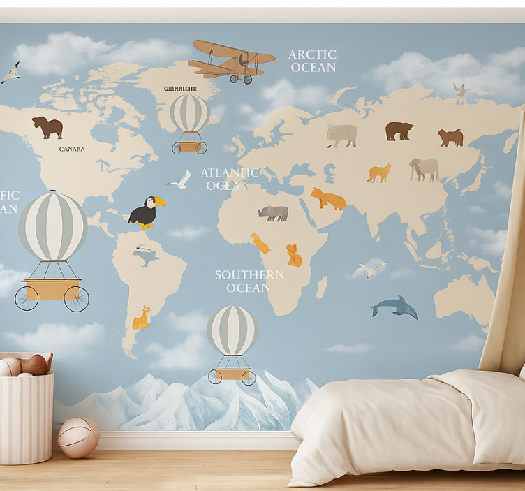 Fototapeta do pokoju dziecka mapa świata dla dzieci - TenStickers