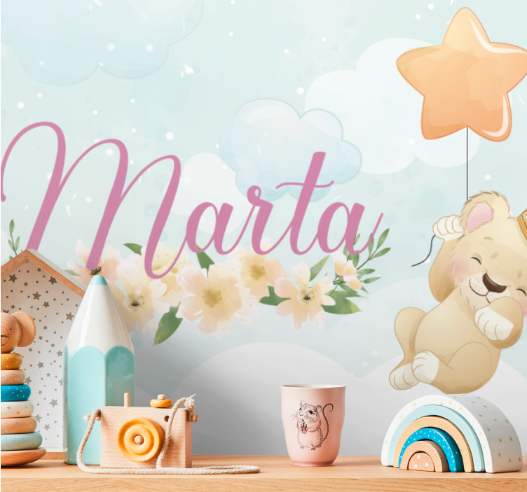 Fototapeta do pokoju dziecka z uroczym lwem balonem - TenStickers