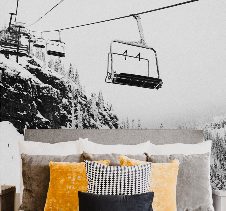 Fototapeta góry podróż wyciągiem narciarskim - TenStickers