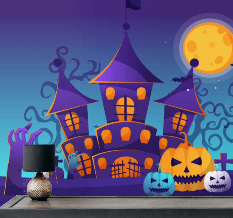 Fototapeta halloween scena nawiedzonego zamku - TenStickers