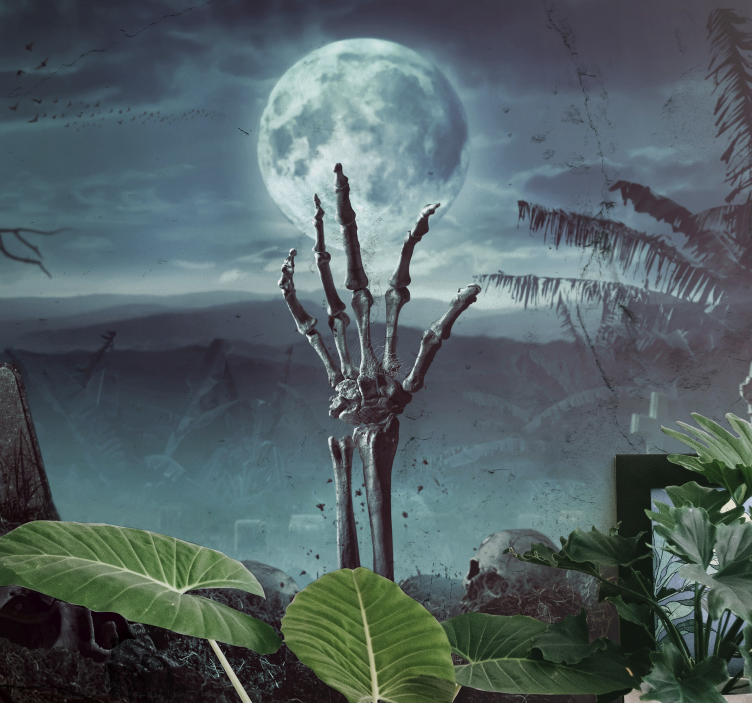 Fototapeta halloween wznosząca się dłoń szkieletu - TenStickers