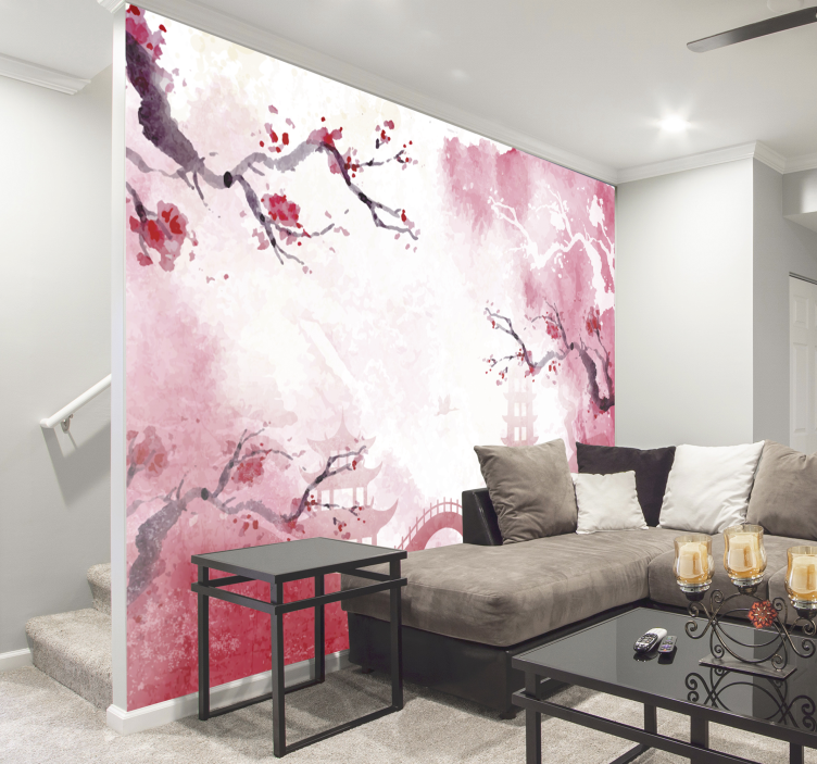 Fototapeta japoński kwiat ogród - TenStickers