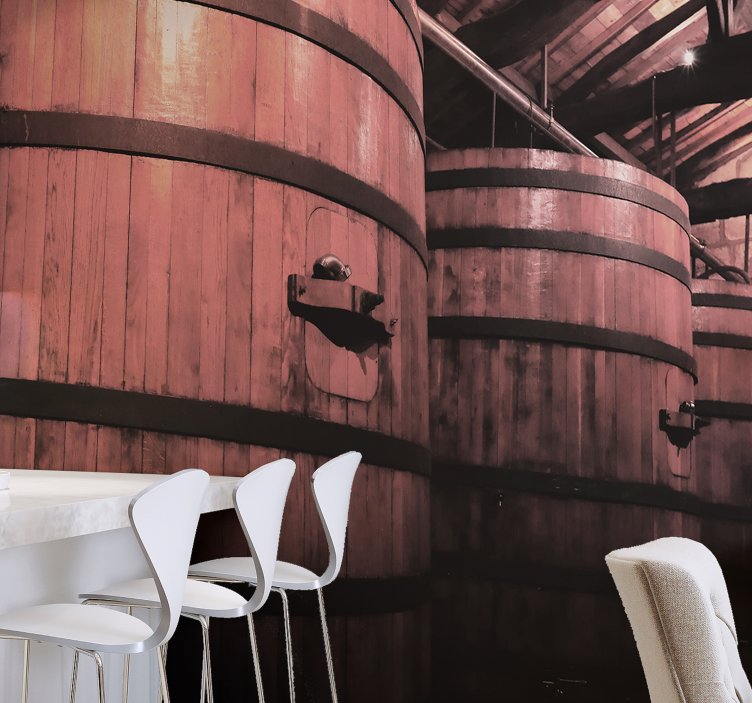 Fototapeta kamienie w drewnianych beczkach - TenStickers