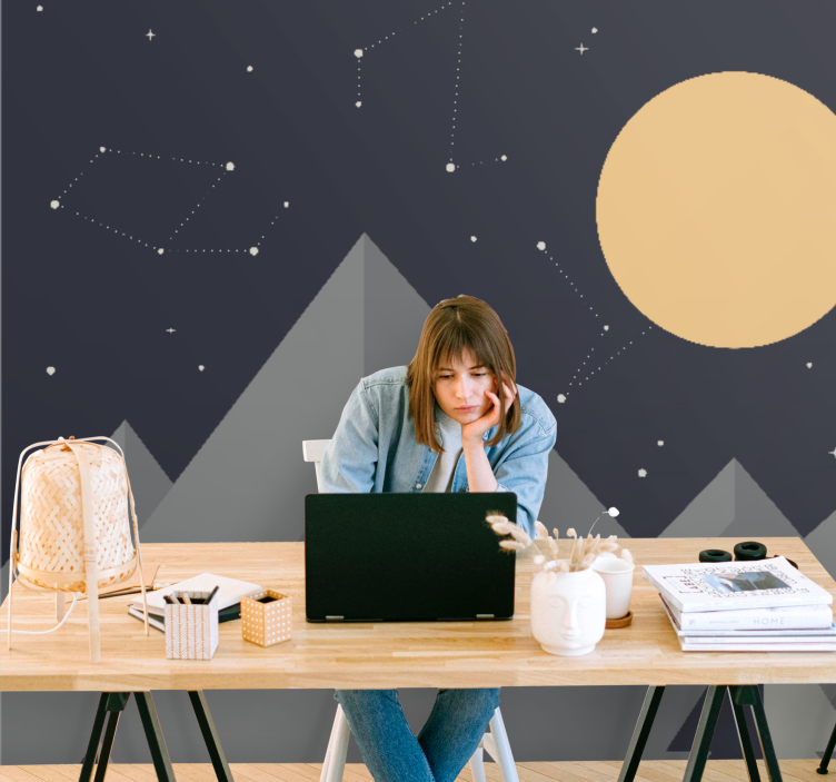 Fototapeta kosmos górskie szczyty w księżycowym blasku - TenStickers