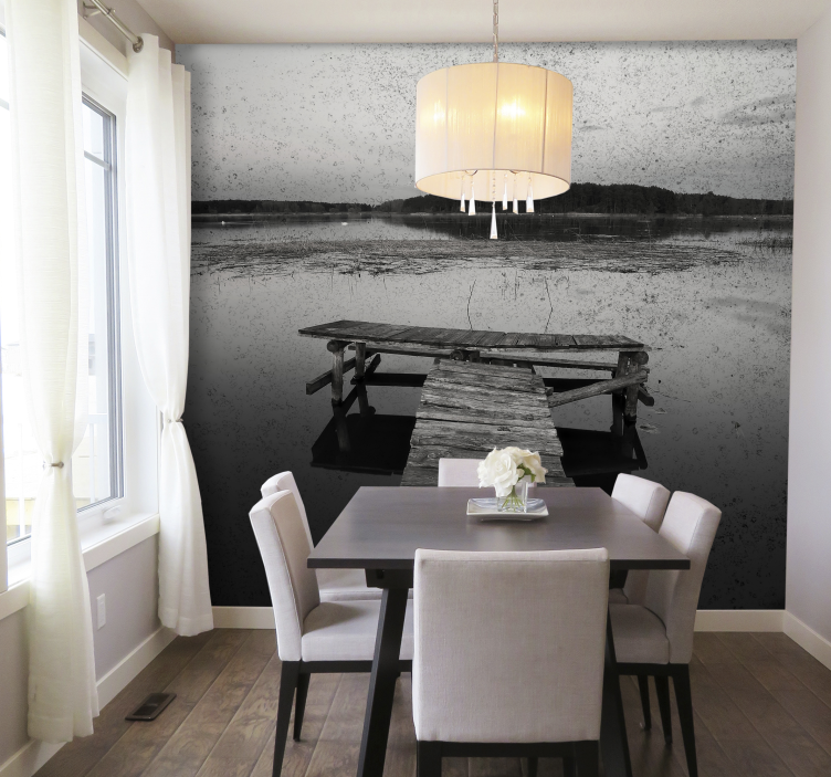 Fototapeta krajobraz odbicia na malowniczym molo - TenStickers