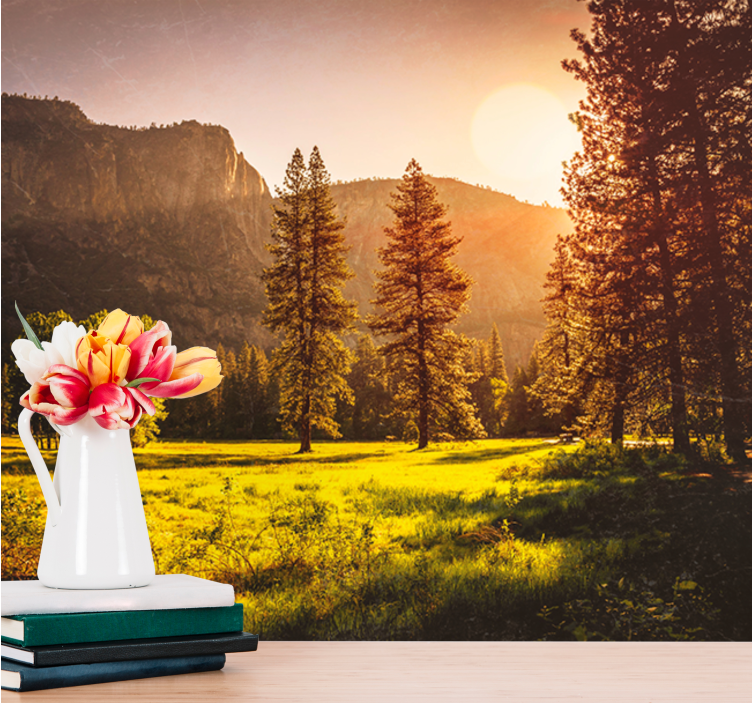 Fototapeta krajobraz spokojny górski zachód słońca - TenStickers