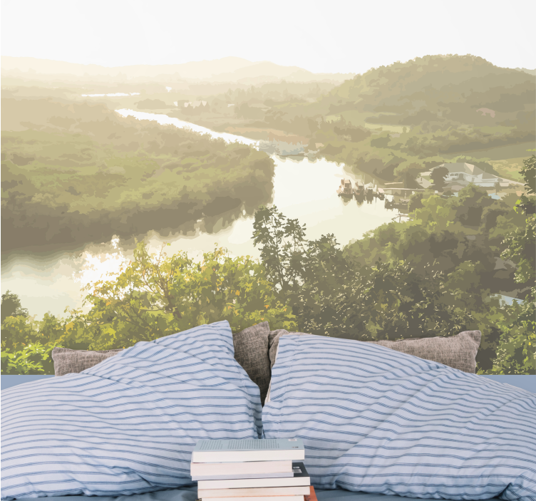 Fototapeta krajobraz spokojny widok na rzekę - TenStickers