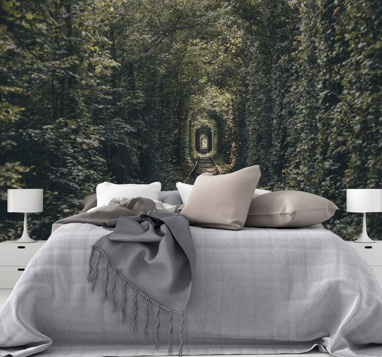 Tapeta do pokoju młodzieżowego tajemniczy 3D tunel z drzew - TenStickers