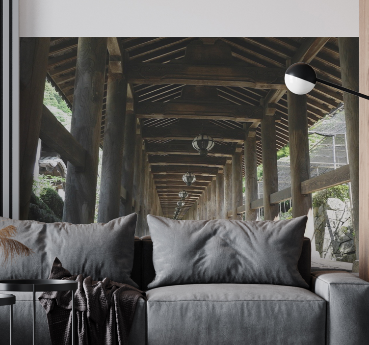 Fototapeta las z widokiem na drewnianą ścieżkę - TenStickers