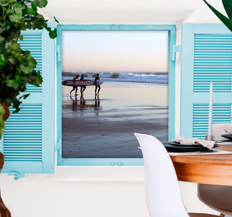 Fototapeta miasto scena surfingu na plaży - TenStickers