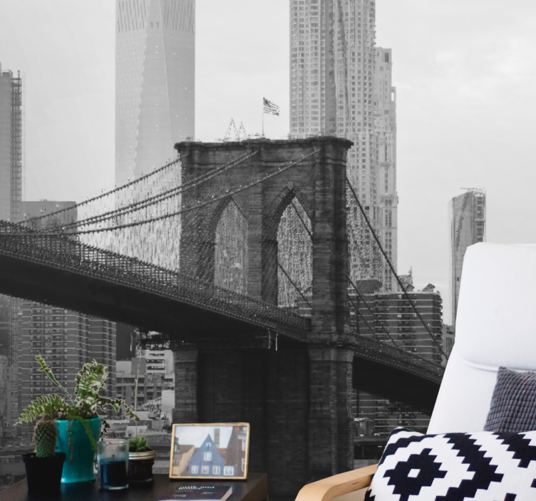 Fototapeta miasto silhouette mostu brooklińskiego - TenStickers