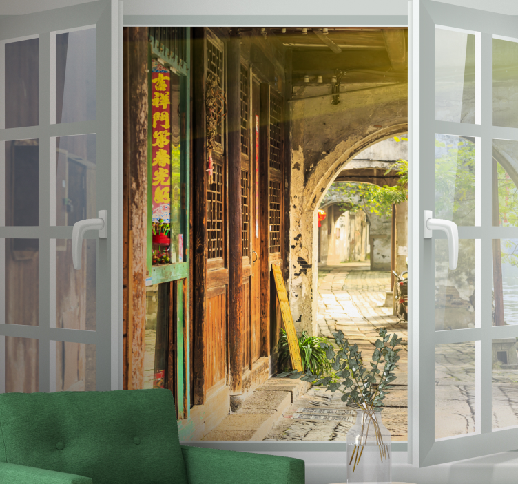 Fototapeta miasto urokliwa scena zaułka - TenStickers