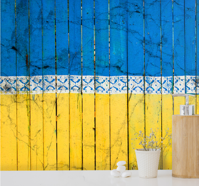 Fototapeta miasto w wzór drewnianych desek - TenStickers