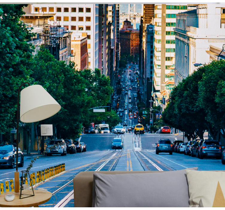 Fototapeta miasto widok ulicy w mieście - TenStickers