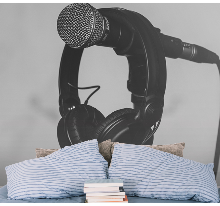 Fototapeta muzyka mikrofon i słuchawki - TenStickers