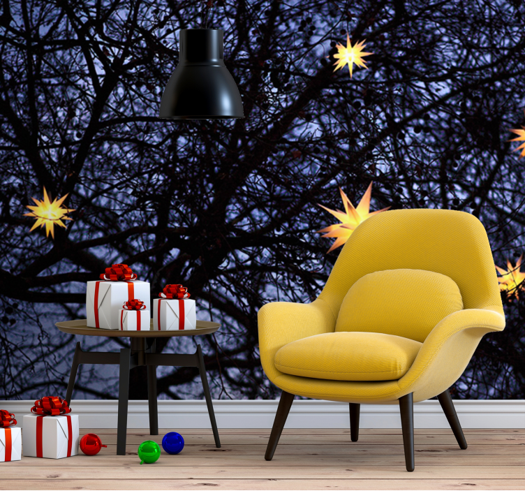 Fototapeta na boże narodzenie złota gwiaździsta noc - TenStickers