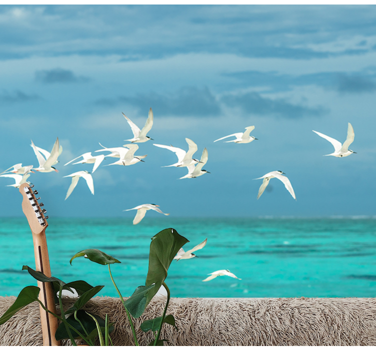 Fototapeta natura latające ptaki w krajobrazie - TenStickers