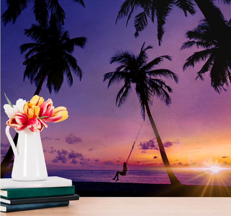 Fototapeta natura palmy huśtające się o zachodzie słońca - TenStickers