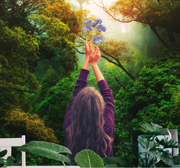 Fototapeta natura sięgająca po kwiaty - TenStickers