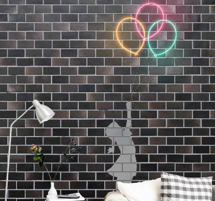 Fototapeta street art dziewczyna sięgająca po balony - TenStickers