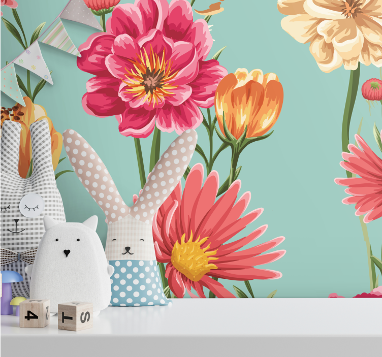 Fototapeta w kwiaty kolorowa kompozycja kwiatów - TenStickers