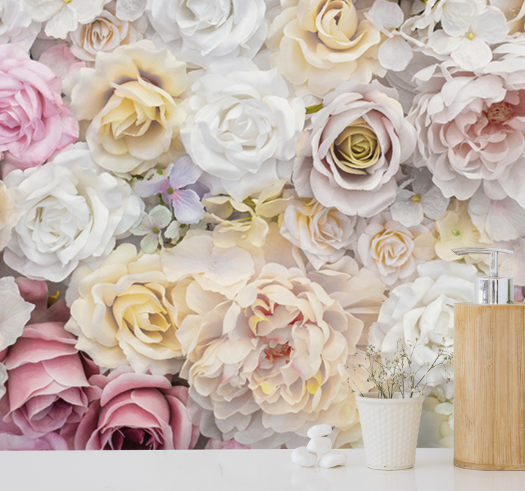 Fototapeta w kwiaty kompozycja eleganckich róż - TenStickers