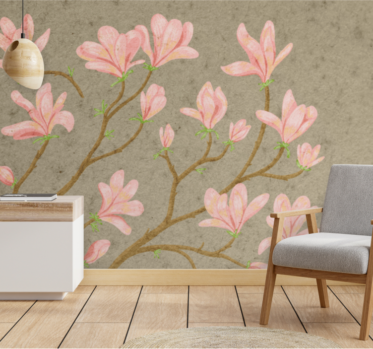 Fototapeta w kwiaty kwiaty magnolii w odcieniu różowym - TenStickers