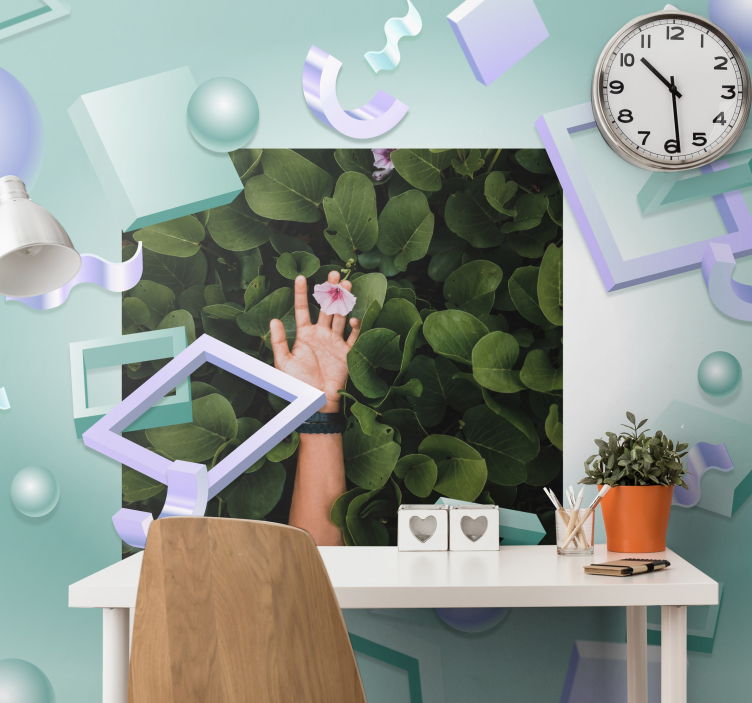 Fototapeta w kwiaty ręka trzymająca kwiat - TenStickers