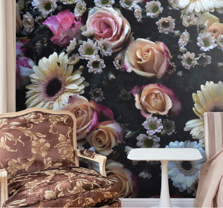 Fototapeta w kwiaty róże i stokrotki - TenStickers