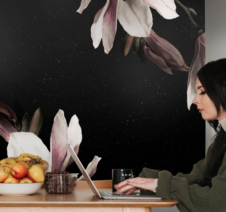 Fototapeta w kwiaty wzór kwiatów magnolii - TenStickers