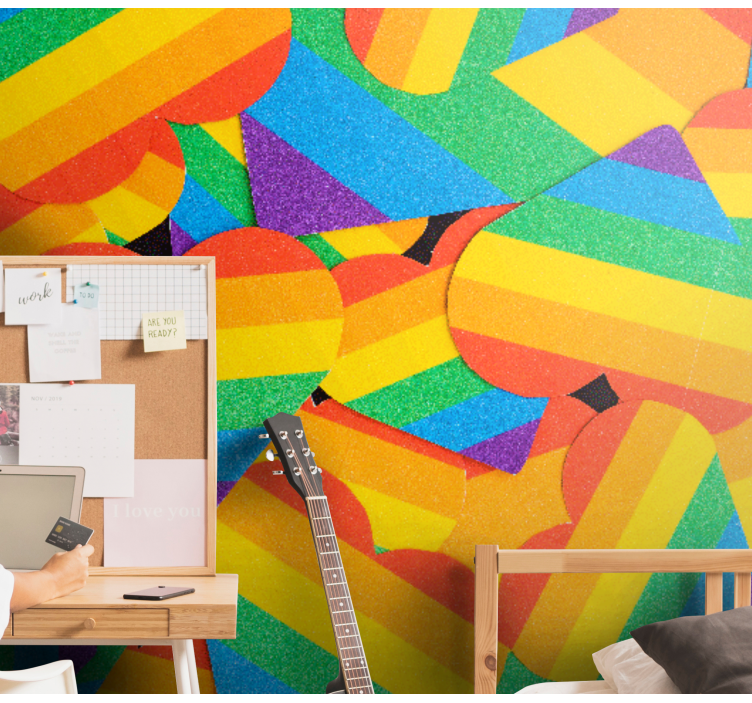 Fototapeta w serca kolorowe wzory serduszek - TenStickers