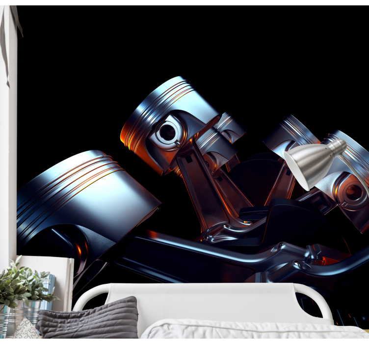 Fototapeta z pojazdami detal elementów silnika - TenStickers