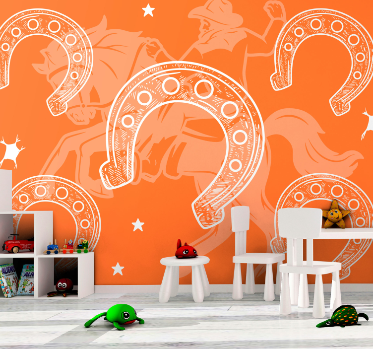 Fototapeta z pojazdami scena rodeo z podkowami - TenStickers