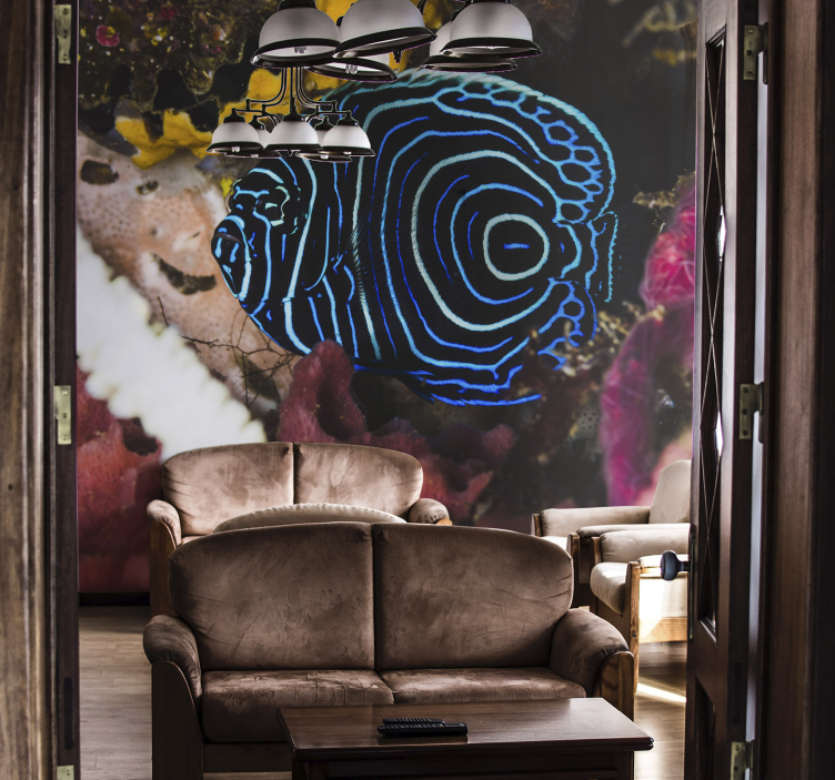 Fototapeta zwierzęta wzory niebieskich ryb - TenStickers