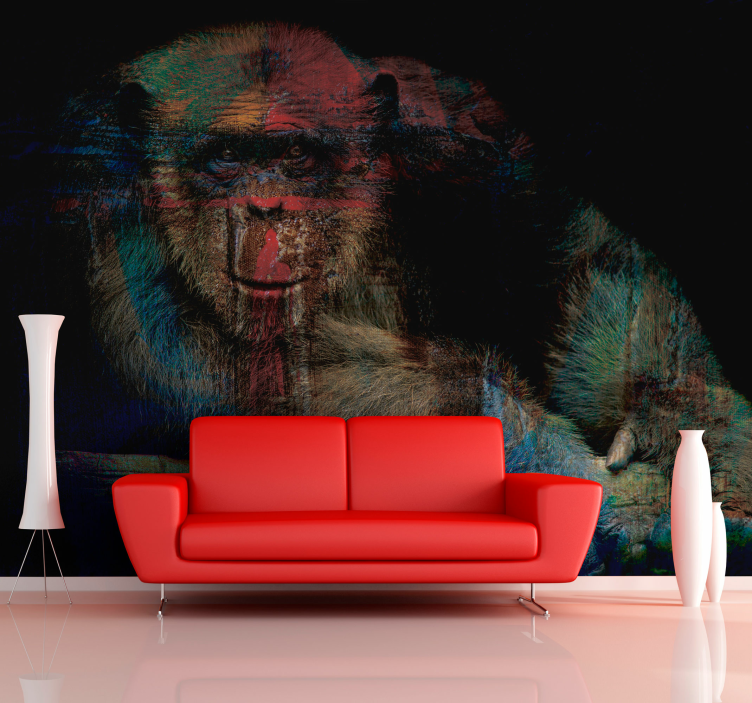 Fototapeta zwierzęta tajemnicza twarz naczelnego - TenStickers