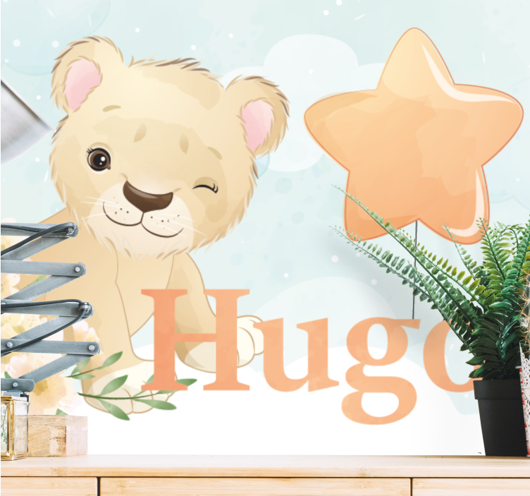 Fototapeta zwierzęta uroczy lew w stylu kreskówkowym - TenStickers