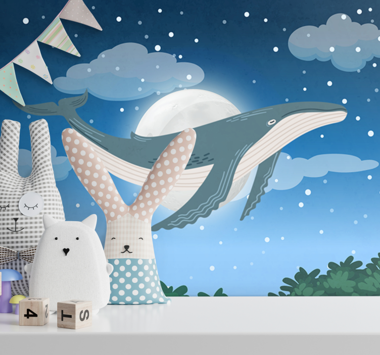 Fototapeta zwierzęta wieloryb w blasku księżyca - TenStickers