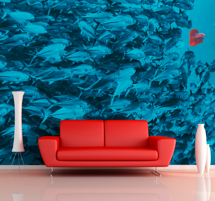 Naklejka na ścianę 3d ściana zdjęcie ryby w oceanie - TenStickers